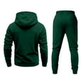 thumbnail image 3 of Nokdvo Men Tracksuit 2 Piece Fashion 2025 Fleece Letter Print Drawstring Hoodie and Sweatpants Fall Winter Hooded Solid Color Ribbed Sweat Suit Sets with Pocket,Dark Green XL, 3 of 3