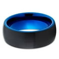 thumbnail image 2 of Tungsten Wedding Band Blue Tungsten Ring Black Brushed Top 8mm Tungsten Carbide, 2 of 3
