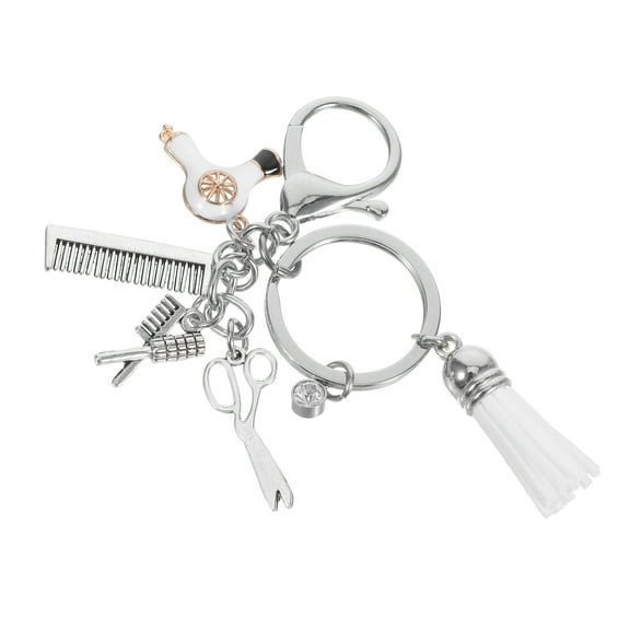 LOLIPPYY Sturdy Metal Hair Stylist Keychain with Multiple Charms for Keys Decoration
