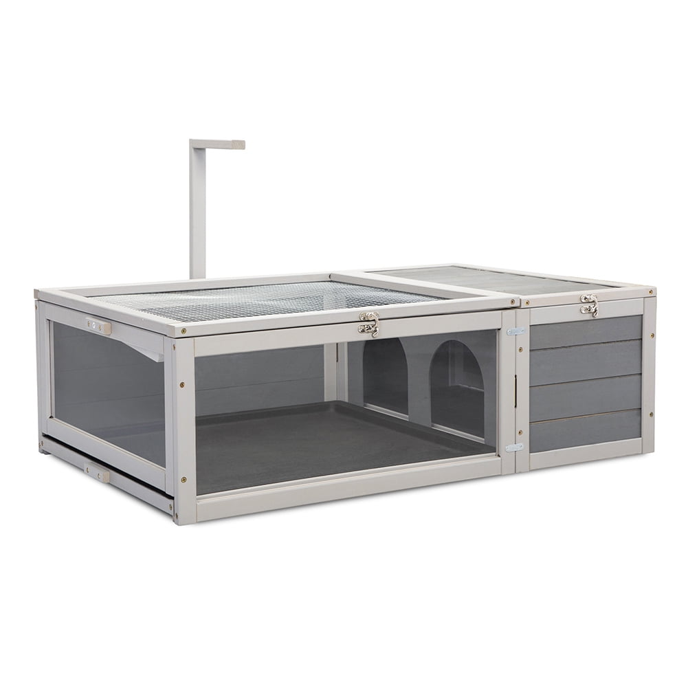 Canddidliike Wooden Flip-Top House for Tortoise Turtles, Reptiles and Small Animals Cage w/Removable Tray Canddidliike Wooden Flip-Top House for Tortoise Turtles, Reptiles and Small Animals Cage w/Removable Tray