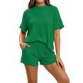 thumbnail image 2 of MLCDZ 2 Piece Sets for Women Matching Lounge Sets Summer Outfits Casual Loungewear Ribbed Loose Set Short Sleeve Crew Neck Top and Shorts with Pockets, 2 of 6