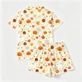 thumbnail image 7 of JIAYUE Women Pajama 2-Piece Set Notch Collar Halloween Print Short Sleeve Shirt and Shorts Pjs for Fall Themed Party, 7 of 7