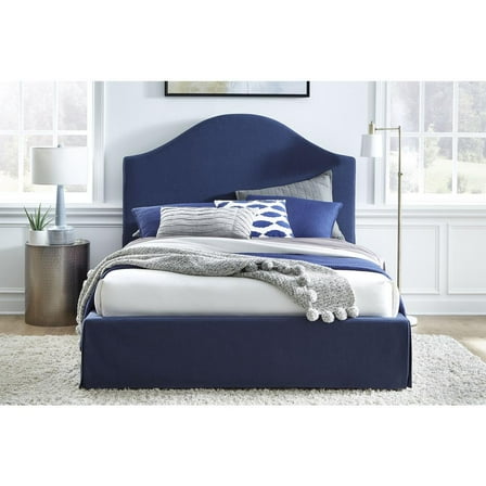Modus Furniture Sur Skirted Footboard Storage Panel Bed in Navy