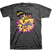 Mens Nickelodeon AAAHH REAL MONSTERS Shirt - Retro Nick Real Monsters tee - Classic Nick Graphic T-Shirt (Charcoal Heather, 3X-Large)