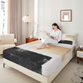 thumbnail image 3 of Castle Fairy Mid Century Watercolor Rectangle Queen Sheets 4 Pieces,Minimalist Retro Aesthetics Queen Sheet Sets,Beige Black Gold,1 Flat Sheet, 1 Fitted Sheet and 2 Pillowcases, 3 of 7