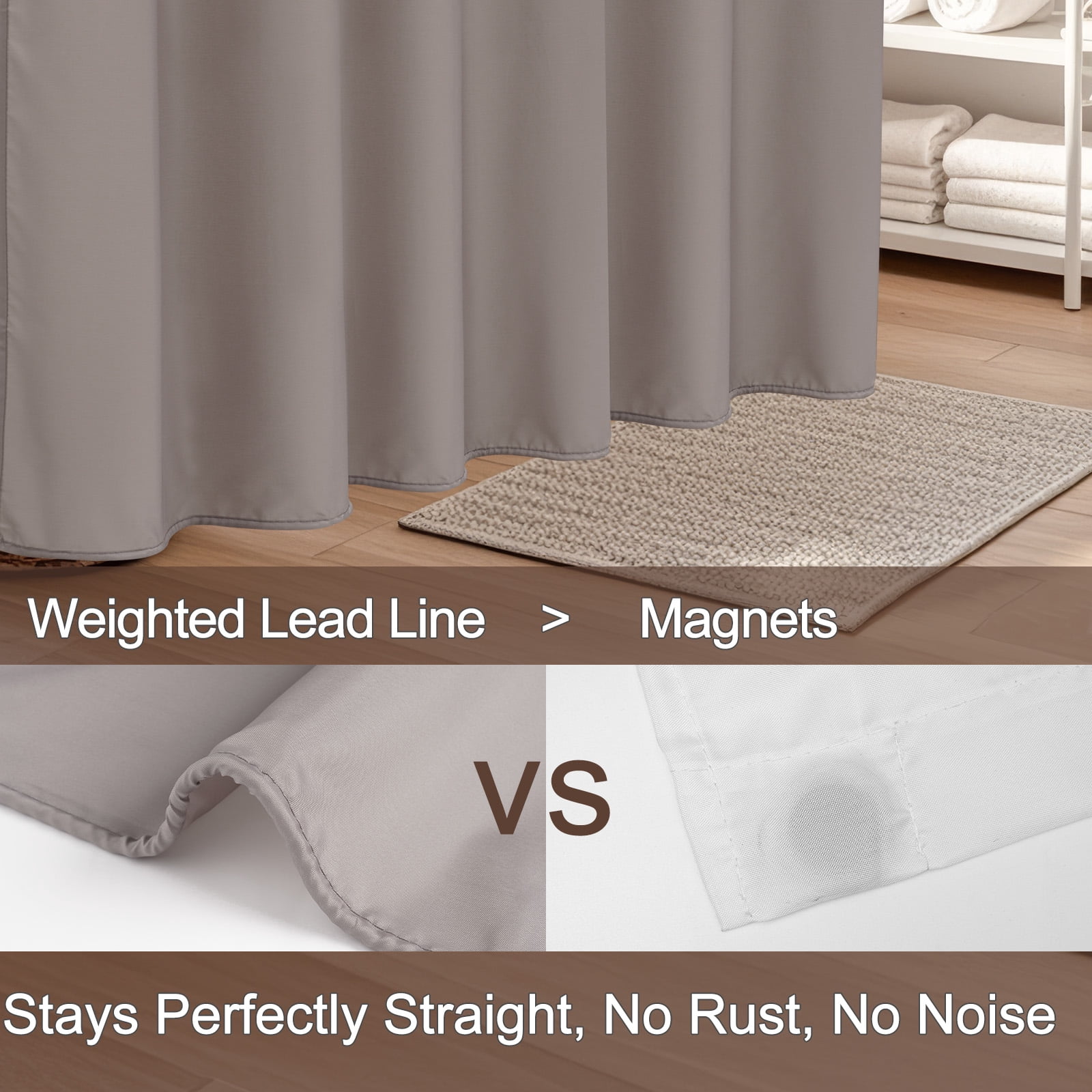 Inosoo Fabric Shower Curtain Liner, 72"W x 84"H Waterproof Shower Liner with Hooks, Extra Long Cloth Shower Curtain, Mildew Resistant & Machine Washable, Chocolate Brown