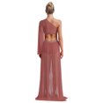 thumbnail image 2 of Lejafay Women Lyrical Dance Dress One Shoulder Flared Sleeve Flowy Split Dress Dusty Pink S, 2 of 7