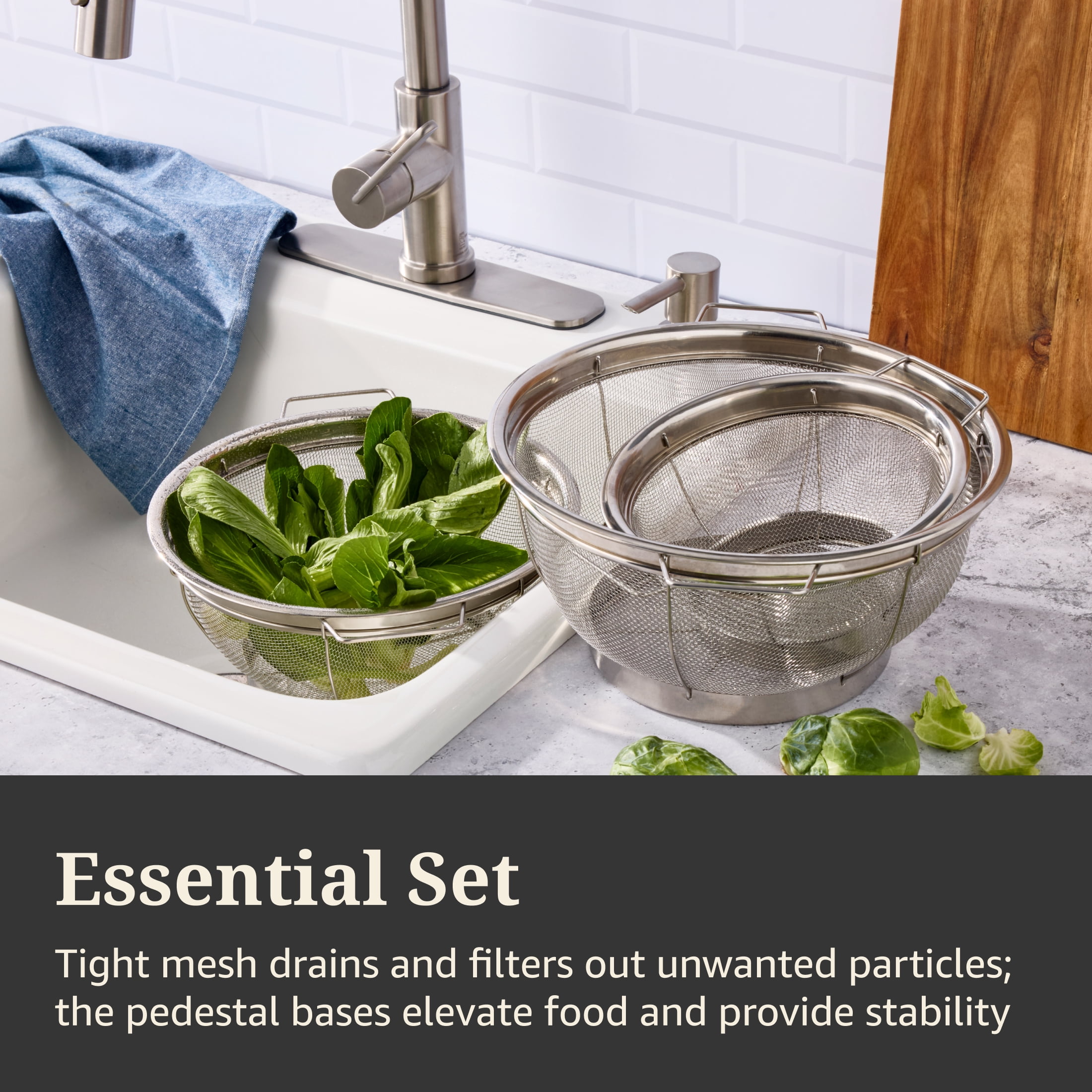 Farberware Professional Stainless Steel Fine Mesh Sieve Set, 3-Piece