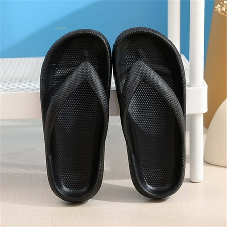 KBODIU Womens Sandals Outside Wear Flip-flops Clip Toe EVA Casual Flat Sandals Soft Soled Slippers Indoor Bathroom Shoes Flip Flops for Women Dressy Summer Black 40-41