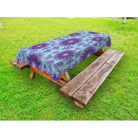 

Purple Mandala Outdoor Tablecloth Geometric Mosaic Fractal Ethnic Sign of Universe Graphic Art Decorative Washable Fabric Picnic Tablecloth 58 X 120 Inches Sky Blue Teal Mauve Lilac by Ambesonne