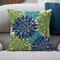 thumbnail image 2 of Dahlias Flowers Pillow Covers 18x18 Set of 2, Teal Green Blue Decorative Throw Pillow Covers Geometry Modern Linen Farmhouse for Couch Sofa Summer Home Outdoor Decor, 2 of 5