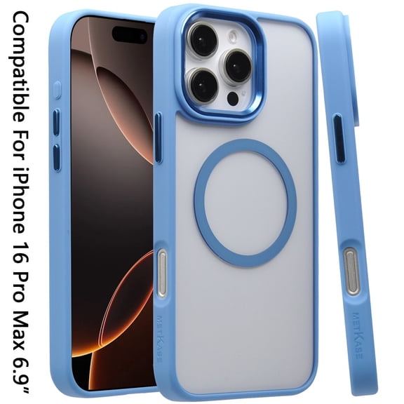 For Apple iPhone 16 Pro Max (6.9") Magnetic Protective Hybrid Case with MagSafe Compatible Bumper Shockproof Cover, XPM Phone Case [Blue]