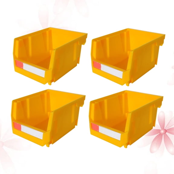 OULII Set of 4 Yellow Plastic Storage Boxes, Backmounted Tool Containers for Home and Vehicle Repairs
