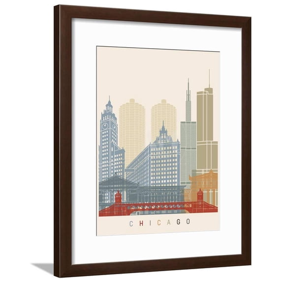 Chicago Skyline Poster, Framed Art Print Wall Art by paulrommer Sold by Art.Com