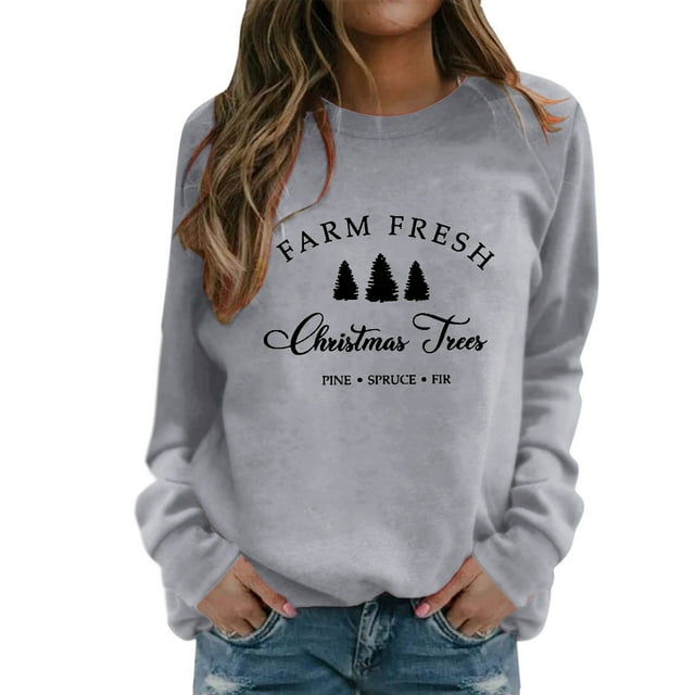 Noël Femmes Sweat-Shirt Col Rond Chaud Pull Vacances Noël Outwear Imprimé Mode Pull Mi-Longue Veste Long Sleeve Fermeture Cardigan