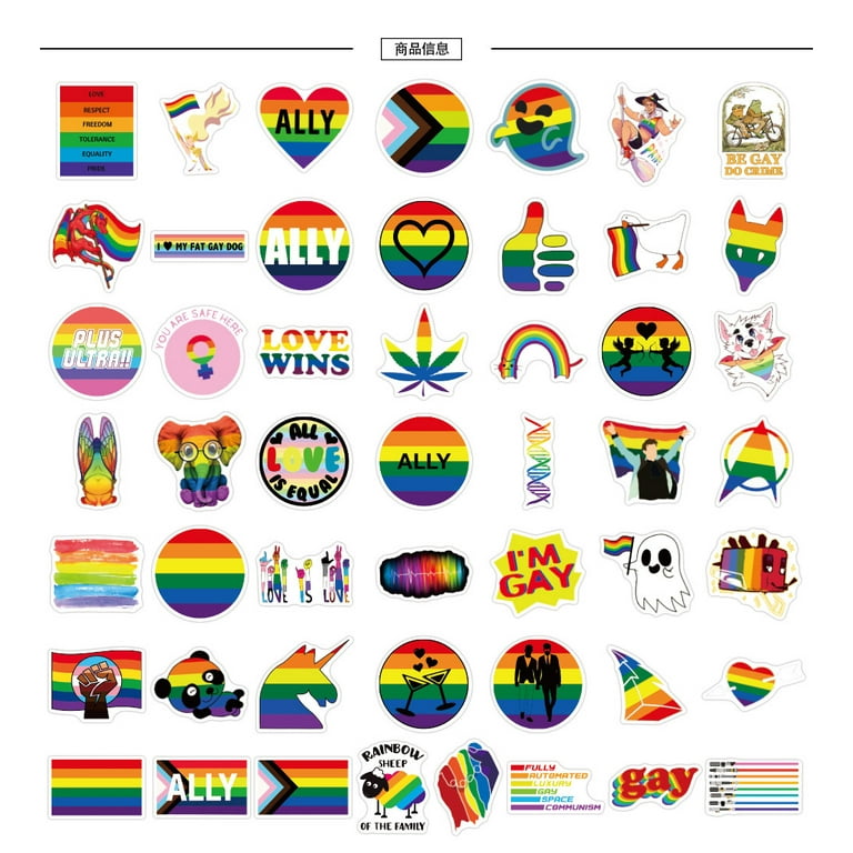 Rainbow Pride Stickers, 100-Piece LGBTQ Rainbow Stickers, Vinyl