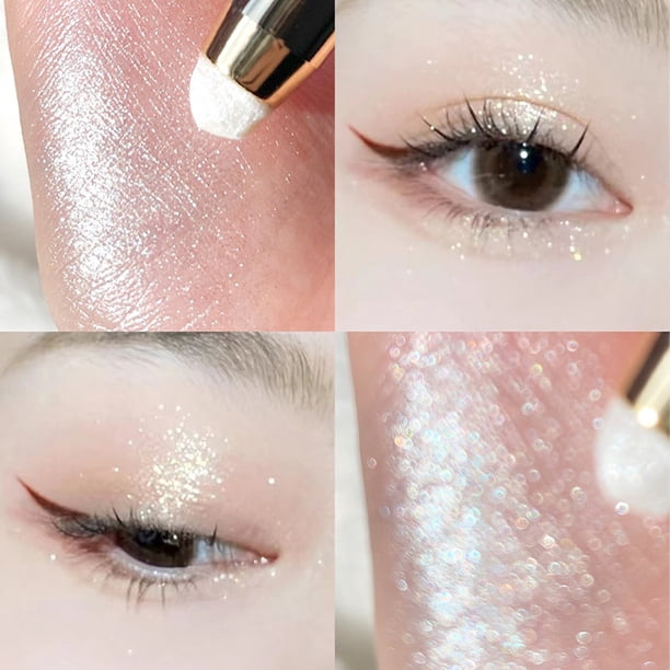 Barra de sombra de ojos individual en crema con barra de esponja para difuminar, maquillaje en barra de sombra de ojos, crayón en barra abrillantador de ojos resistente al agua y de larga duración