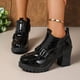 thumbnail image 3 of Xucatan Women's Square Toe Lace-Up Zipper Leather Shoes, Chunky Heel Ankle Booties for Women, Dressy Casual Fall Winter Boots for Office & Daily Wear Gift, 3 of 8