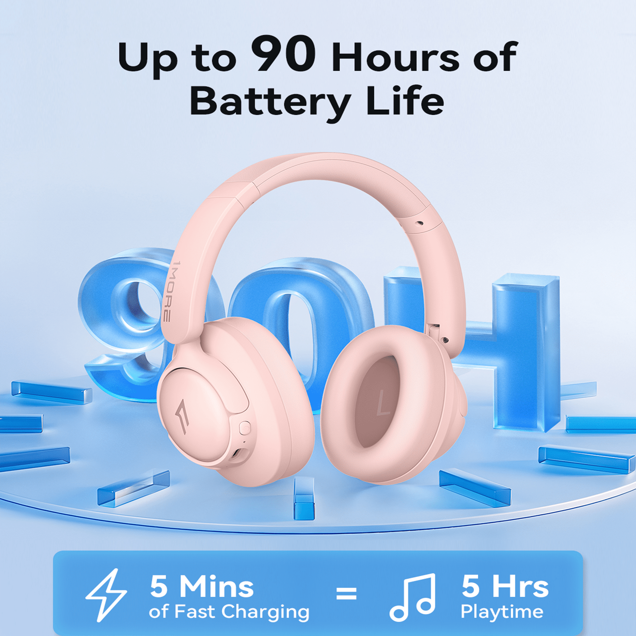 1MORE Sonoflow HQ31 Wireless Headphones with ANC, Hi-Res Audio, 90H Battery, Pink
