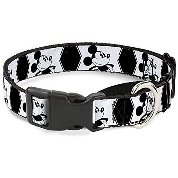 Buckle-Down MGC-WDY143-L Martingale Dog Collar-Mickey Standing Pose Film Strip White Black