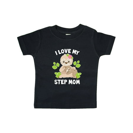 

Inktastic Cute Sloth I Love My Step Mom with Green Leaves Gift Baby Boy or Baby Girl T-Shirt