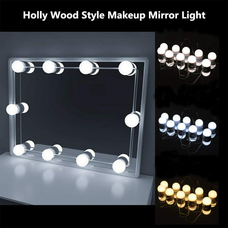 EEEkit Vanity Lights for Mirror, 10-Bulb DIY Hollywood Lighted Makeup  Vanity Mirror with Dimmable Lights, Stick on LED Mirror Light Kit for  Vanity Set, Plug in Makeup Light for Bathroom Wall Mirror 
