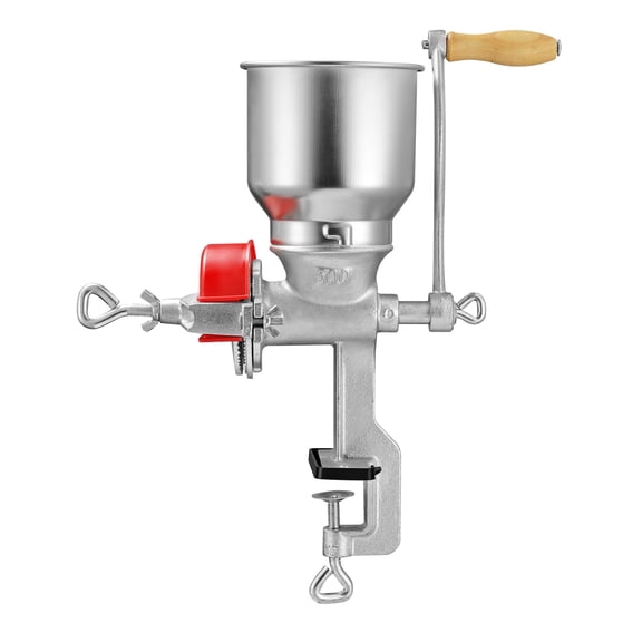 KFFKFF Manual Grain Mill with High Hopper, Hand-Crank Corn Grinder, Durable Cast Iron Wheat Grinding Tool with Stable Table Clamp & Protective Dust Cover for Grains, Spices, Coffee Beans, and Nuts
