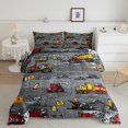 thumbnail image 2 of Equipment Excavator Bedding Set,Construction Trucks Queen Comforter Set,Kids Tractor Down Comforter,Vehicle Cars Bed Set, 2 of 7