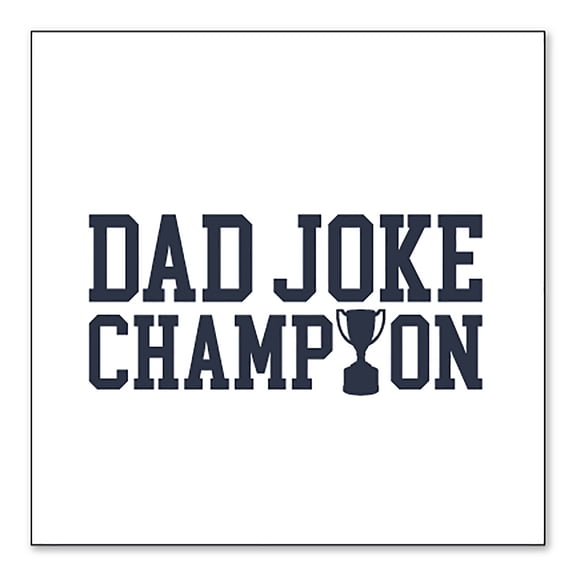 DistinctInk Custom Bumper Sticker - 3" x 3" Decorative Decal - White Background - Dad Joke Champion Trophy
