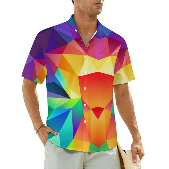 Geo Print Vacation Shirt Watercolor Tribal Hawaii Casual Shirts Man Elegant Blouses Short-