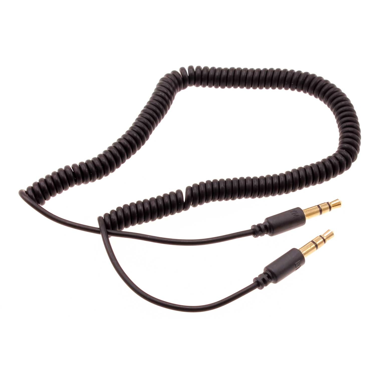 BLACK COILED AUX CABLE CAR STEREO WIRE AUDIO SPEAKER CORD for PHONE TABLETS 