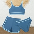thumbnail image 2 of Godom Girl 3 Piece Swimsuits Bathing Suit High Waist Color Block Bikini Set with Shorts Swimwear for Size 9-14 Years,Navy, 2 of 4