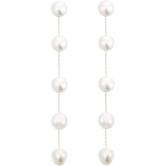 XBage 14K Gold/Silver Plated Pearl Drop Dangle Earrings For Women Long Chain Tassel Earrings Statement For Bridal Wedding[H9382]