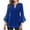 Blue, variant on Cavosen Tops for Women 3/4 Sleeve Glitter Sparkly Mesh Print Pullover Blouse Ruffle Sleeve V Neck Shiny Shirts Flowy Tunic Solid Color Party Tees Novelty T-Shirts Black L