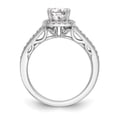 thumbnail image 2 of Solid 14k White Gold Round Diamond Side-Stones with CZ Cubic Zirconia Center Stone Cushion Halo Engagement Ring Size 6.5, 2 of 8