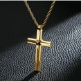 thumbnail image 3 of Classic Cross 14K Yellow Gold Pendant Necklace For Men Women Golden Silver Color Chain Necklace Fashion Christ Faith Prayer Jewelry Gifts, 3 of 10