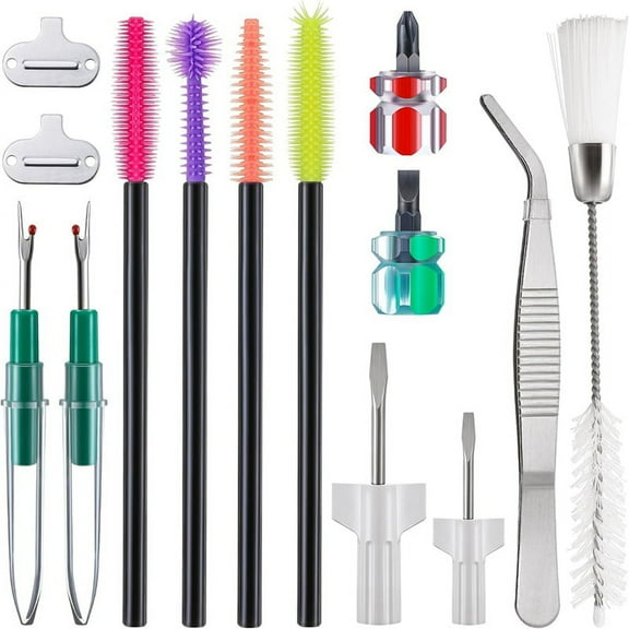 14 Pieces Sewing Machine Cleaning Kit, Screwdriver, Seam Rippers, Silicone Brush for Repair and