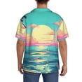 thumbnail image 3 of Yiaed Retro Palm Beach Sunset Print Mens Casual Wrinkle Free Shirts Short Sleeve Button Down Summer Stretch Dress Shirt-X-Large, 3 of 5