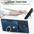 thumbnail image 6 of Mantto for Samsung Galaxy S24 Ultra Back Wallet Case,with Elastic Card Holder,Shockproof PU Leather 360° Rotation Ring Kickstand Support Magnetic Car Mount Phone Case for Women Men,Blue, 6 of 9