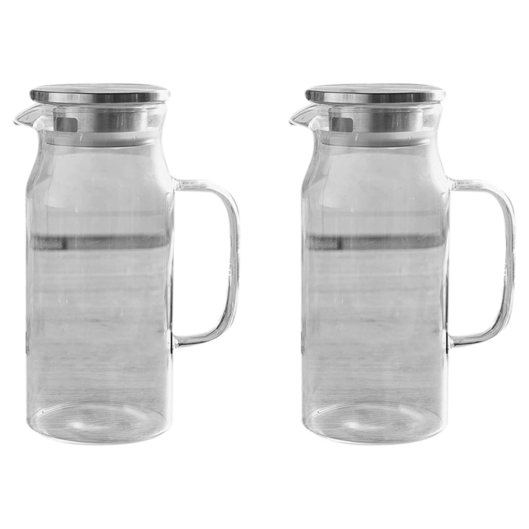 2X Glass Jug Refrigerator Carafe Glass Carafe with Lid and Nozzle