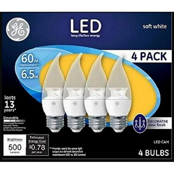 General Electric GE LED 7W SW Clear Medbse Deco 4pk 94872
