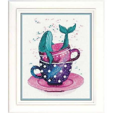 UPC: 4680021530739 | Counted Cross Stitch Kit Dreamer 1189 Needlework Easy Small Fish Canvas Cotton By Oven Embroidery Blue Pink Cup Whale