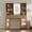 Natural wood color, variant on Large Vanity Desk with Sliding Mirror & 3-Color LED Lights, Makeup Dressing Table with Storage Drawers, Shelves, Cabinets, MDF Beauty Station