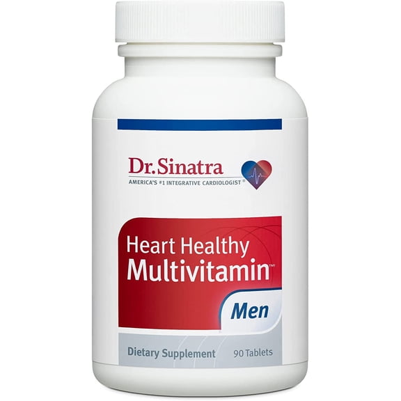 Dr. Sinatra Heart Healthy Multivitamin for Men with Vitamin D 1000 IU, A, B12, C, E, and Zinc, 90 Tablets (30-Day Supply)