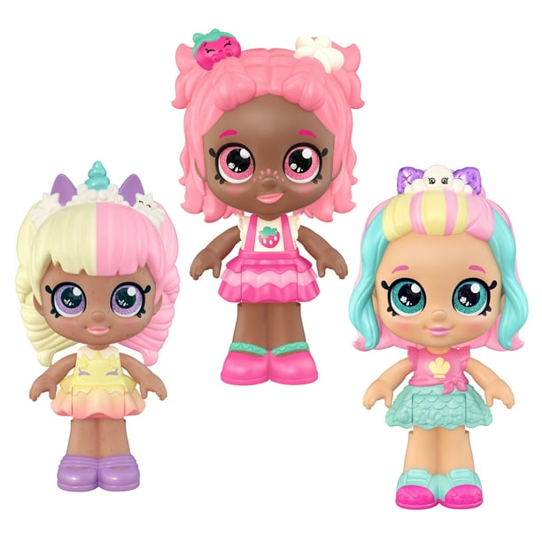 Kindi Kids Minis Collectible Posable Bobble Head Figurines Mini Besties 3pc Preschool Girls Ages 3 Walmart Com