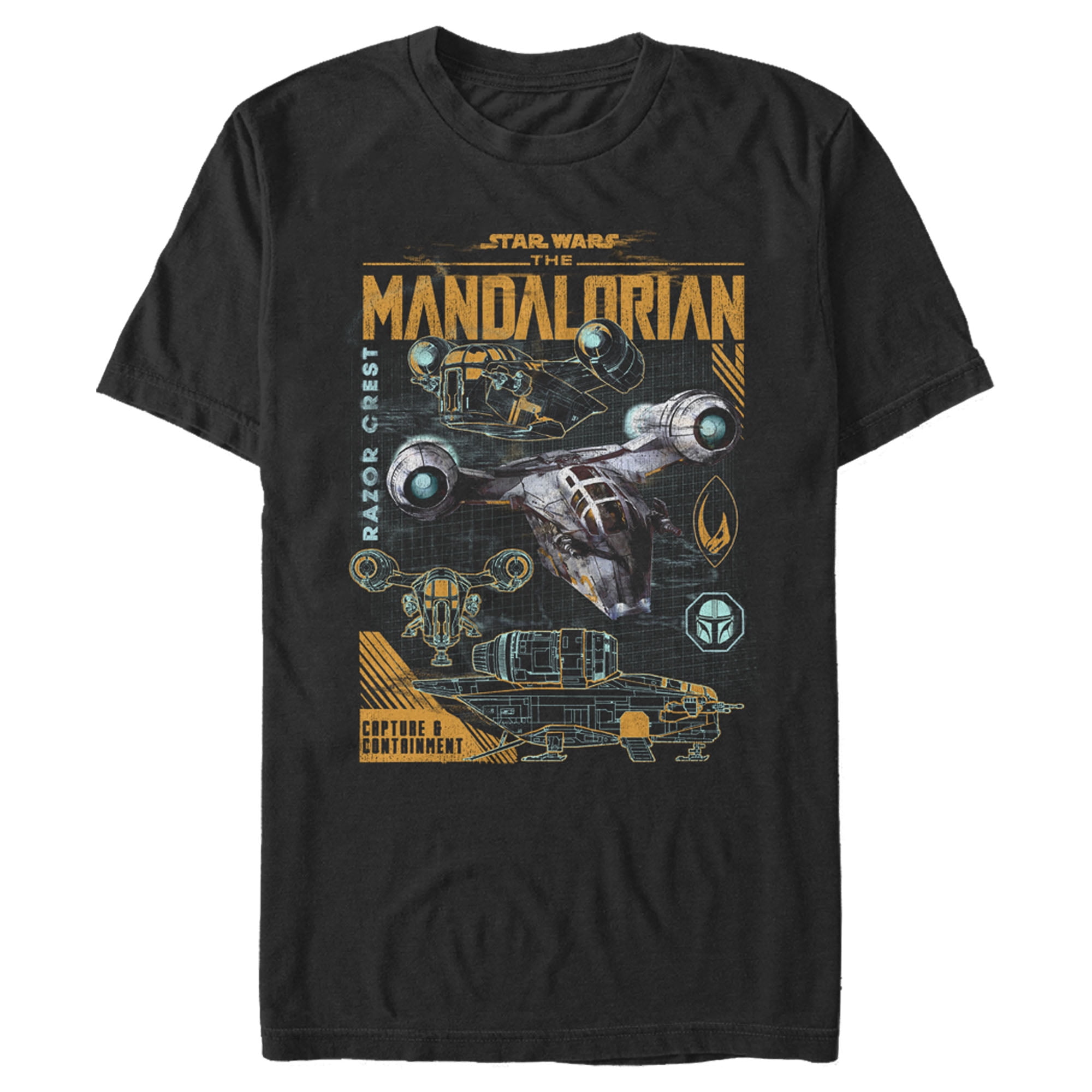 Men's Star Wars The Mandalorian Razor Crest Capture and Containment  Graphic Tee Black 2X Large