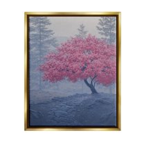 Stupell Spring Cherry Blossom Foggy Path Landscape Photography Gold Floater Framed Art Print Wall Art