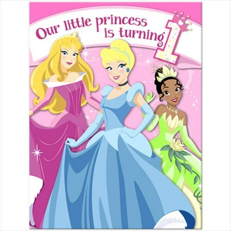 - Disney Princess 1st Birthday Invitations w/ Envelopes (8ct)