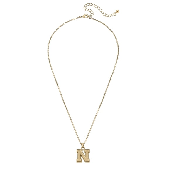 Women's CANVAS Style Nebraska Huskers Gold Plated Pendant Necklace