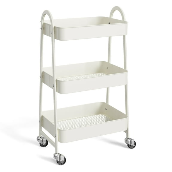 Alvantor 3 Tier Small Rolling Cart, Metal Utility Storage Organizer Kitchen Trolley Bathroom Laundry Room Bar Office Shelves